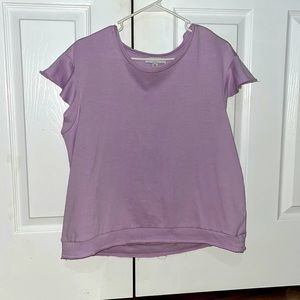 purple cutoff sweatshirt